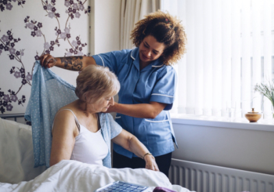 caregiver taking care of a senior